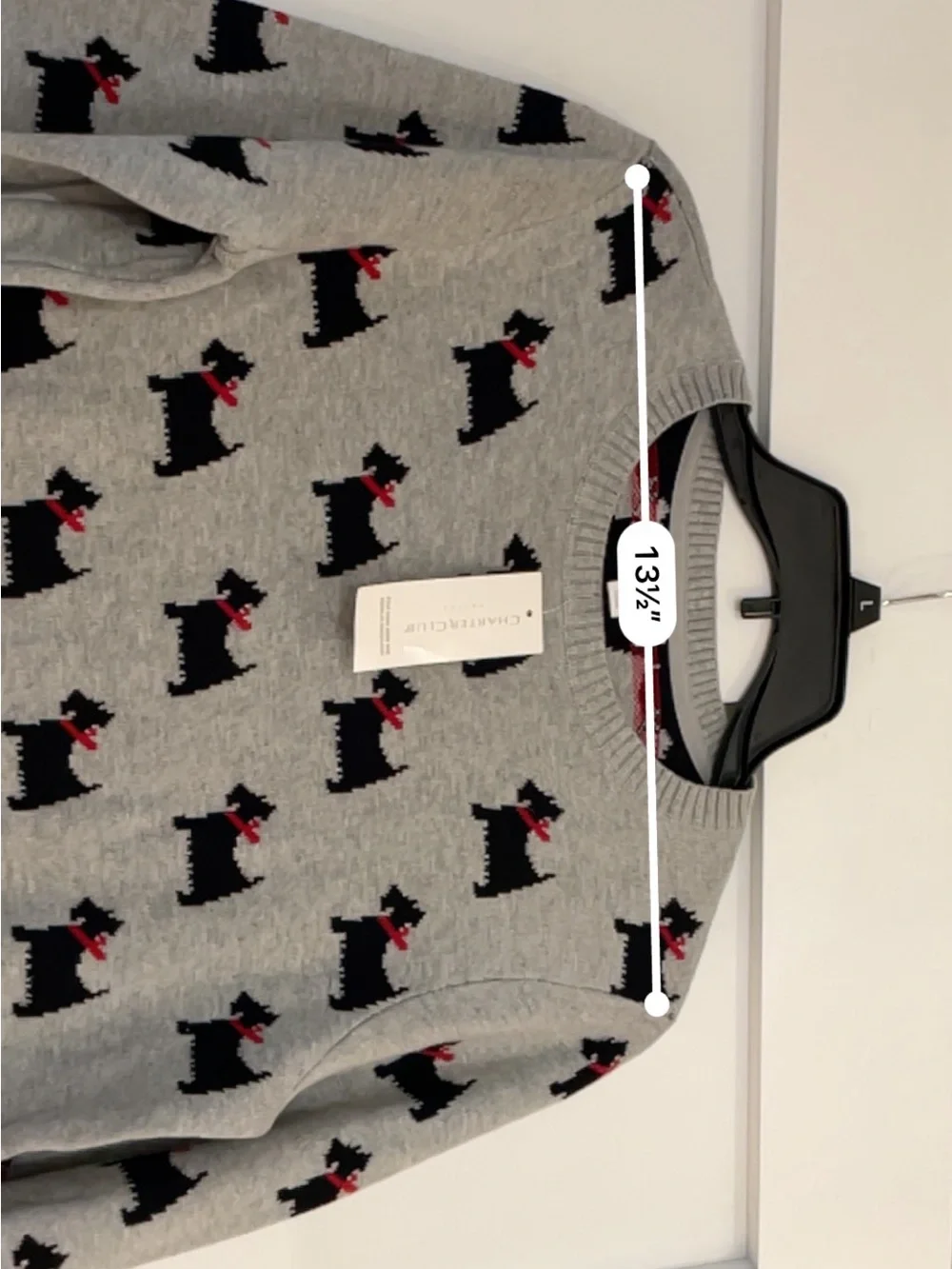 Charter Club Petite Gray Scottish Terrier Crewneck Sweater Medium